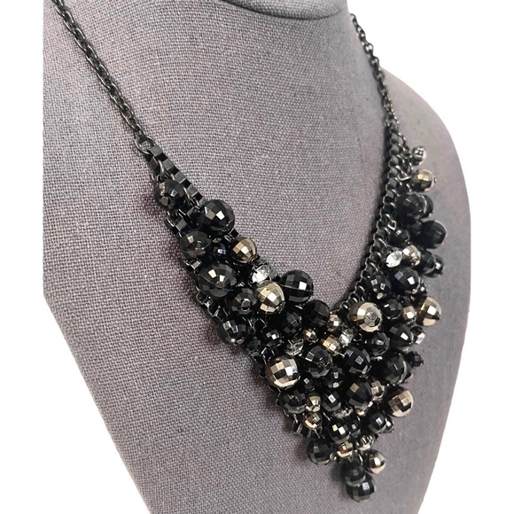 🎉HP! ❤️ RJ Graziano Vintage Black Beaded Box Chain Bib Necklace - Picture 3 of 8
